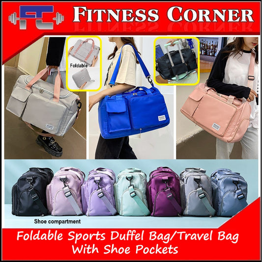 Large Capacity Travel Bag with Shoe Compartment and wet pocket/Unisex Sports Yoga Gym Fitness Training Shoulder Bag