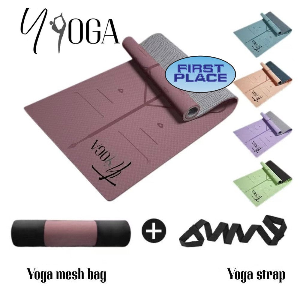 8mm thickness,  2 colors TPE Yoga Mat with Alignment Marker/Lines