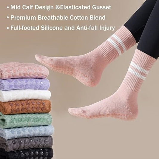 Round Head Mid-Calf Anti Slip Yoga Socks/Mid-Tube Socks/Grip Pilates Socks (SK09)