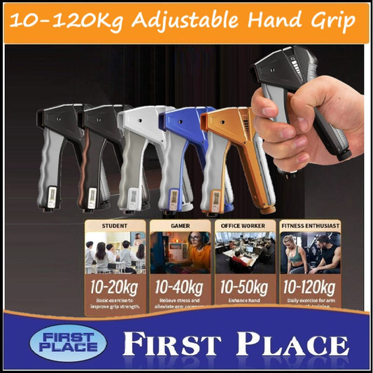 10-120kg Adjustable Hand Grip Strengthener with Counter