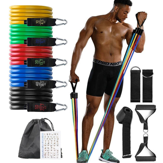 Workout Premium Quality 150lb Resistance Bands Set 11PCS Stackable Exercise Bands ( Up to 150 lbs )