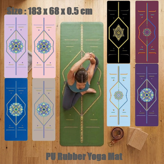 PU Rubber Yoga Mat with Alignment Line