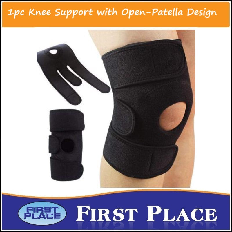 1pc Knee Support with Open-Patella Design for Joint Pain, Sports, Injury Rehabilitation, Adjustable Knee Brace for Men Woman with 3 Straps, for Most Knee Circumference