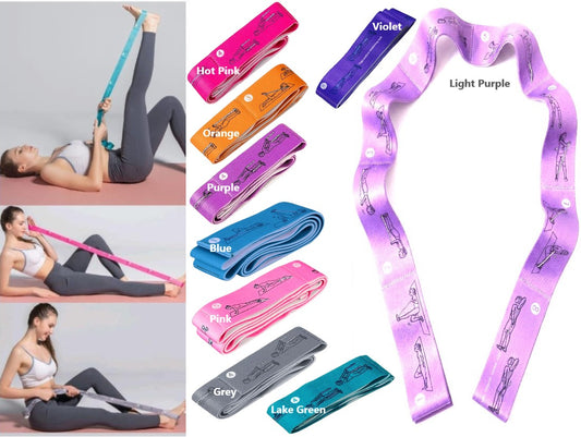 8 sections Yoga Stretching strap with adjustable loop for yoga posture correction