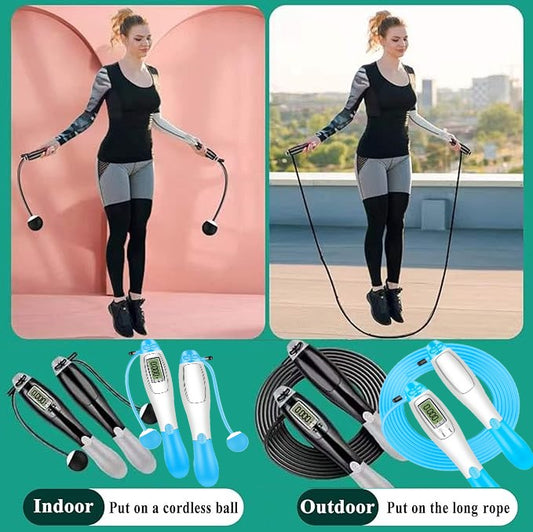 Jump Rope Multifunctional Exercise Skipping Rope with Calorie Counter, Adjustable Length, Cordless Jumping Rope