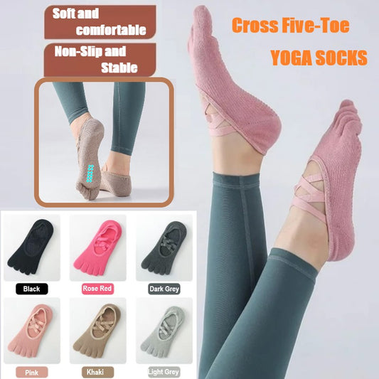 Non Slip Full toe cross Cotton Pilates/ Fitness/ Ballet / Yoga Socks(SK07)