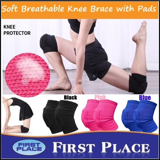 Soft Breathable Knee Brace with Pads/Knee Protective for Volleyball Football Dance Yoga Tennis Running Cycling Workout Climbing