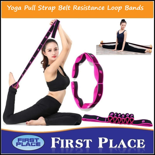 Pilates Yoga Stretch straps Resistance Loop Bands Fitness Bands Tension Band Elastic Band Yoga Pull Strap Stretch Belt Resistance Bands (First Place)