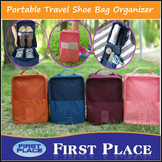 Portable Travel Shoe Bag Organizer, Triple Layer Shoe Case