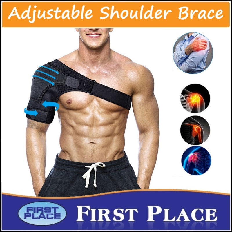 Adjustable Shoulder Support Brace for Torn Rotator Cuff, Dislocation, AC Joint, Bursitis, Labrum Tear, Pain, Fits Right or Left Shoulder with Pressure Pad