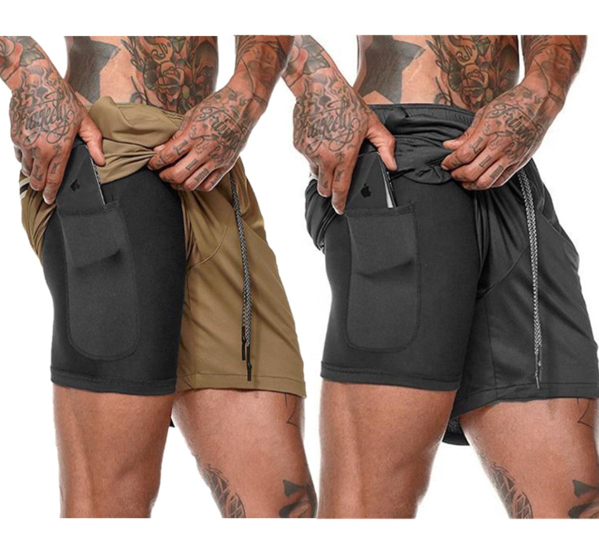 Men Gym Shorts / Workout Pants / Running Shorts / Sportswear/Fitness Training Pants with Liner