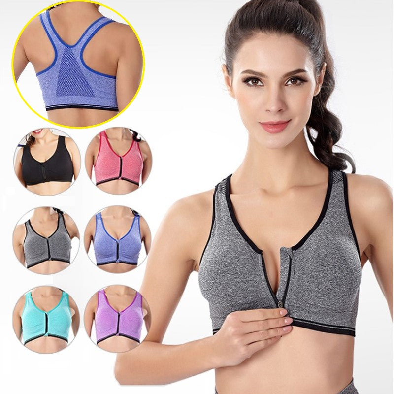 Women Padded Zipper Sports Bra/Fitness Yoga Bra