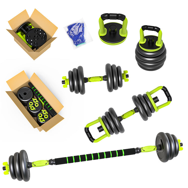 40Kg 6in1 Adjustable Dumbbell Straight and Curl Barbell Kettlebell Push Up Abs Wheel/Weight Lifting for Home Gym Fitness