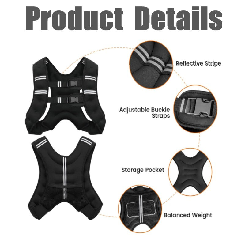 Weighted Vest with Two Adjustment Straps for Workout, Strength Training, Running, Fitness, Muscle Building, Weight Loss