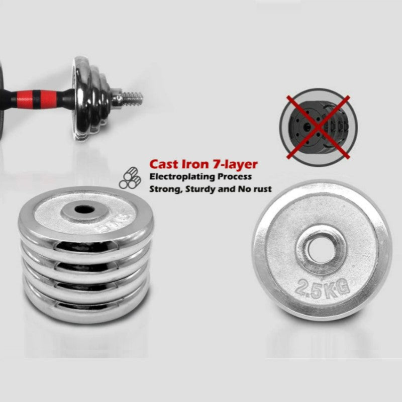 20Kg Multi-function Adjustable Chrome Weightlifting barbell/dumbbell set with Case