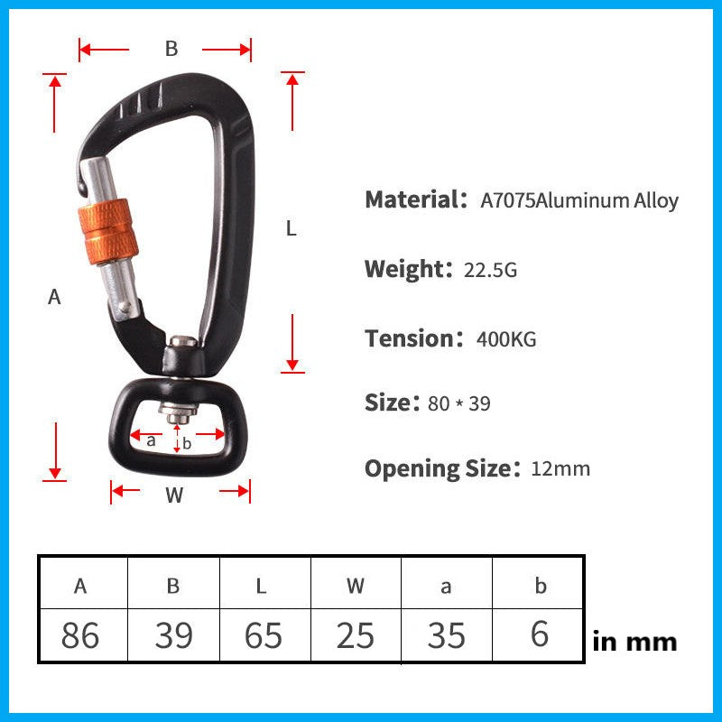 Swivel self locking D-Shaped Carabiners