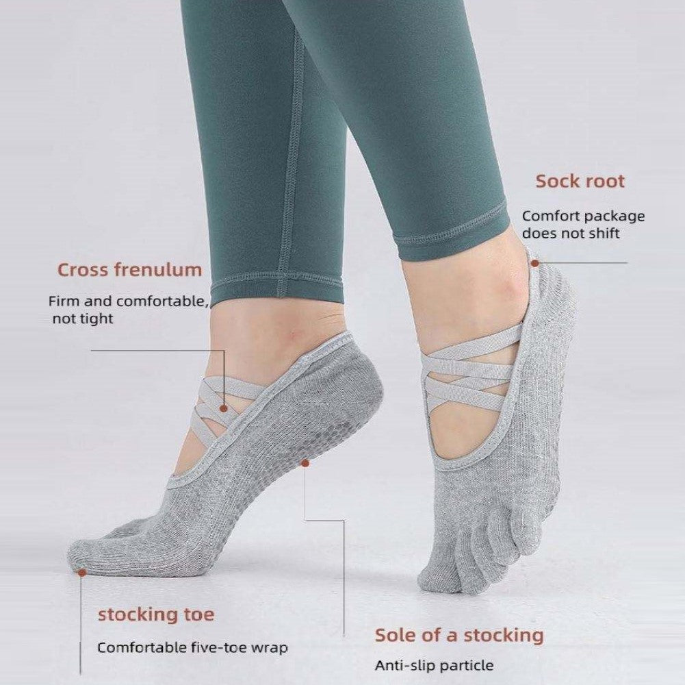 Non Slip Full toe cross Cotton Pilates/ Fitness/ Ballet / Yoga Socks(SK07)