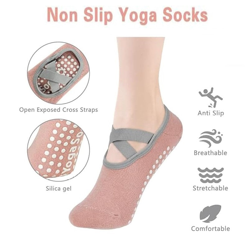 Yoga Non Slip Skid Cotton Pilates Fitness Ballet Exercise Floor Socks