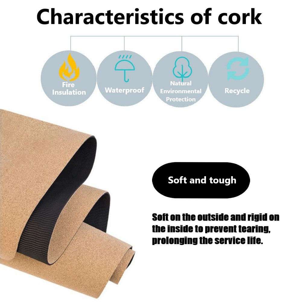 Cork + Non-Slip TPE Based Yoga Mat/ Outdoor Sports/Fitness/ Pilates, Workout with Carrying Bag