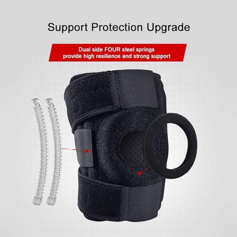 1pc Knee Support with Open-Patella Design for Joint Pain, Sports, Injury Rehabilitation, Adjustable Knee Brace for Men Woman with 3 Straps, for Most Knee Circumference