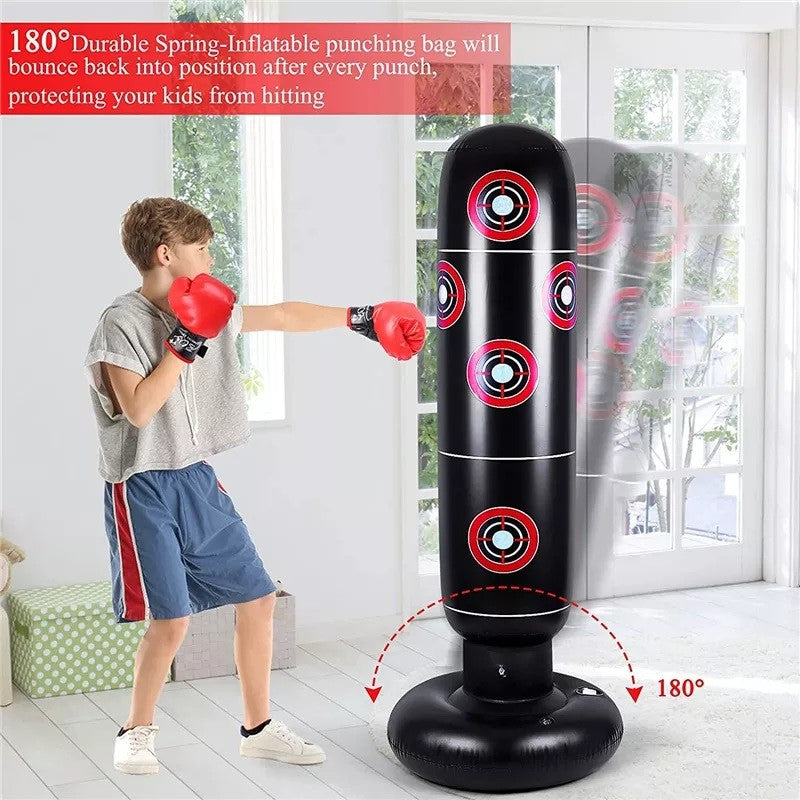 Punching Bag, Freestanding Boxing with Stand Inflatable Punching Bag for Kids , Bounce Back for Practicing Karate, Taekwondo, MMA, Fitness Freestanding Boxing Bag