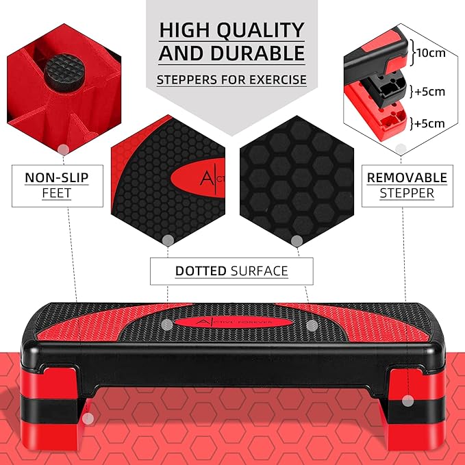 3 Levels, Aerobic Step Board, Adjustable Height 10cm/15cm/20cm, Steps Equipment for Home & Office