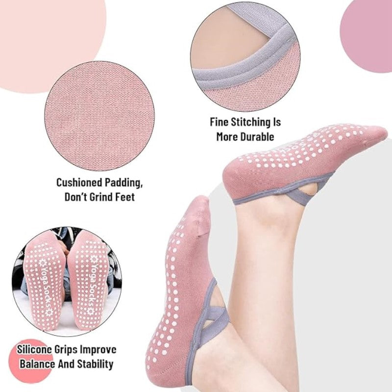 Yoga Non Slip Skid Cotton Pilates Fitness Ballet Exercise Floor Socks