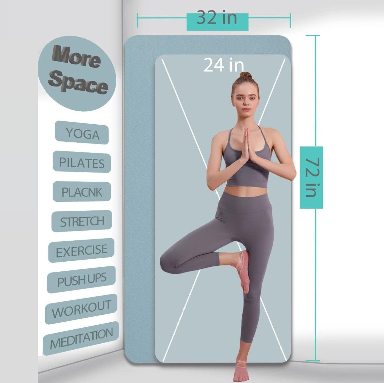 8mm Thickness ,1 color TPE Yoga Mat Wide Width