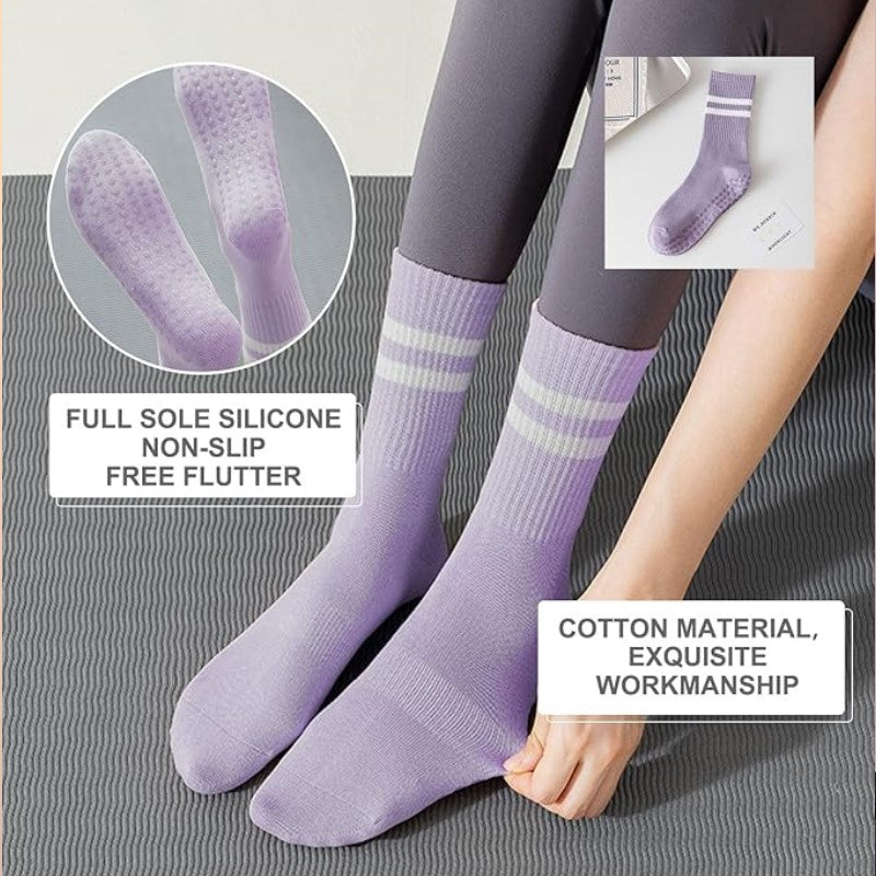 Round Head Mid-Calf Anti Slip Yoga Socks/Mid-Tube Socks/Grip Pilates Socks (SK09)