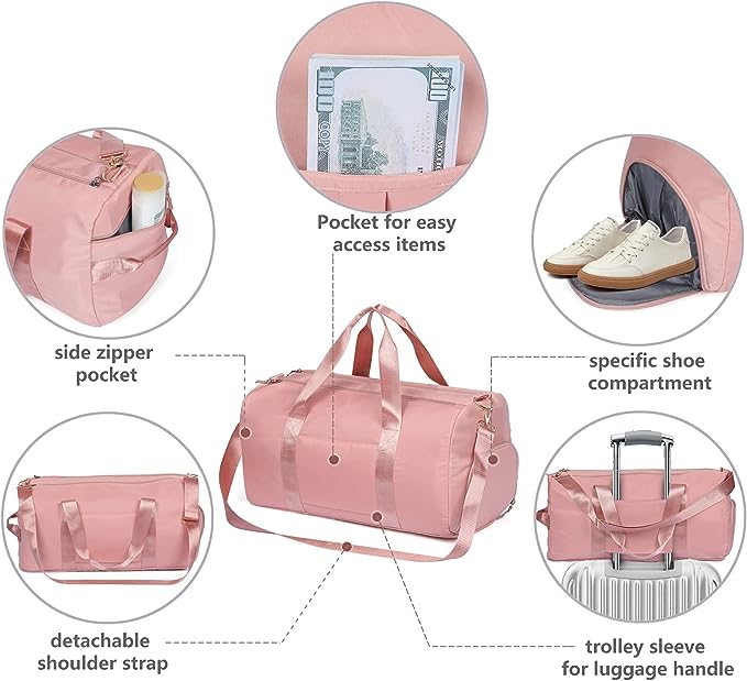 Unisex Duffel Bag with Wet Dry Separation & Shoes Compartment/ Gym Bag/ Fitness Bag/ Yoga Bag/Travel Bag