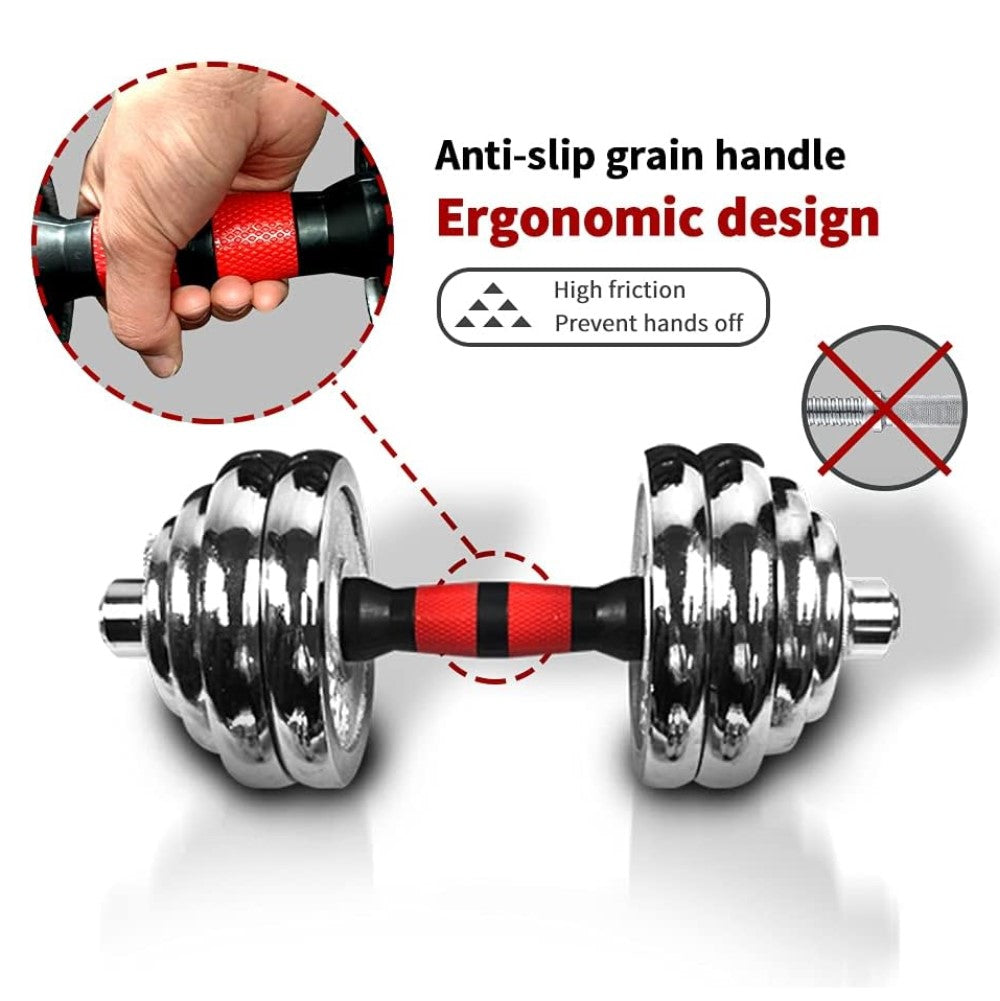 30Kg Multi-function Adjustable Chrome Weightlifting barbell/dumbbell set with Case