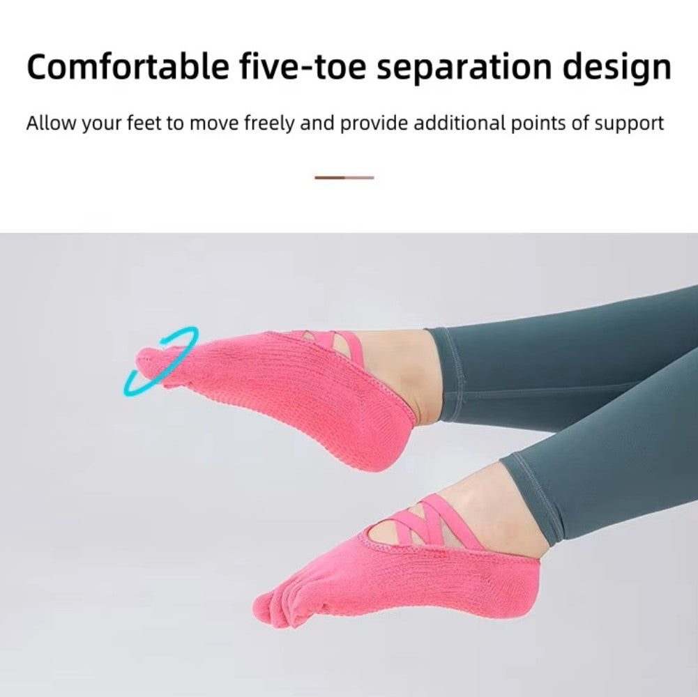 Non Slip Full toe cross Cotton Pilates/ Fitness/ Ballet / Yoga Socks(SK07)