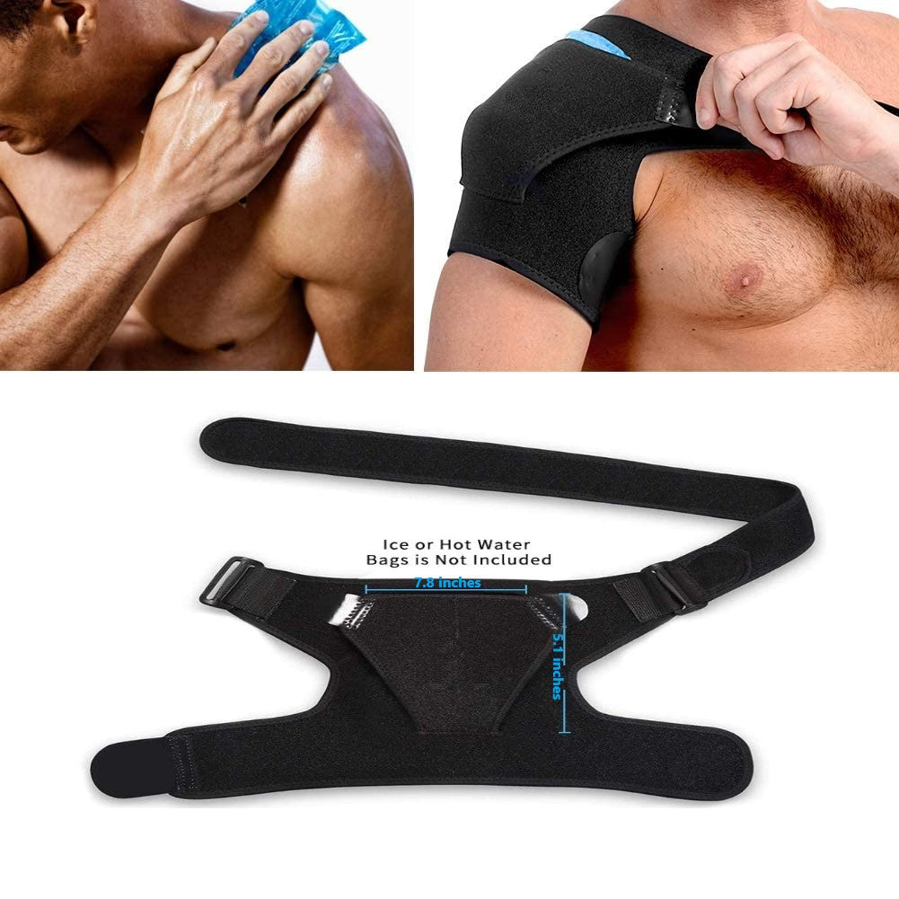 Adjustable Shoulder Support Brace for Torn Rotator Cuff, Dislocation, AC Joint, Bursitis, Labrum Tear, Pain, Fits Right or Left Shoulder with Pressure Pad