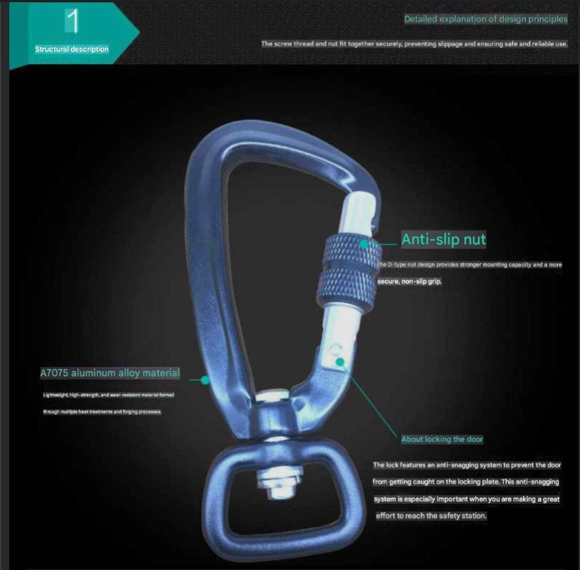 Swivel self locking D-Shaped Carabiners
