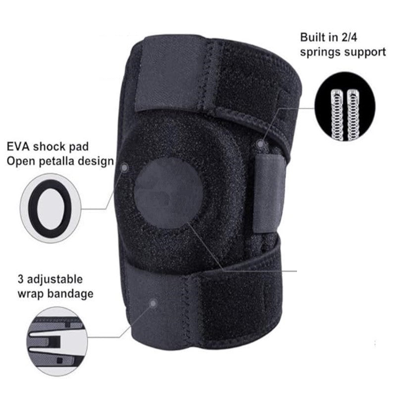 1pc Knee Support with Open-Patella Design for Joint Pain, Sports, Injury Rehabilitation, Adjustable Knee Brace for Men Woman with 3 Straps, for Most Knee Circumference