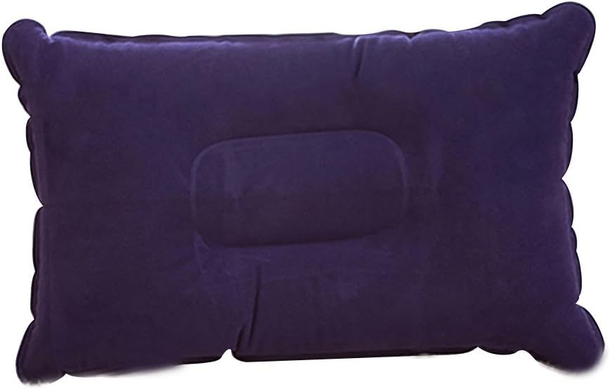 Portable Inflatable Flocked Air Pillow Neck and Lumbar Support Squared Inflatable Pillow Cushion/ Travel Cushion Camping (Blue)