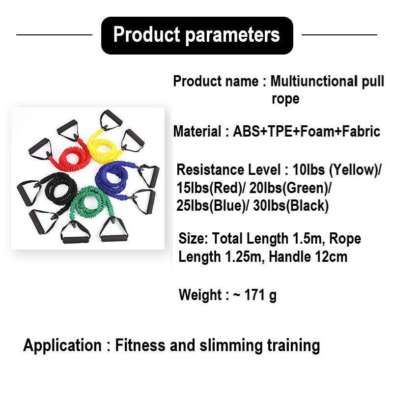 Resistance Band with Handles Yoga Pull Rope Elastic Fitness Exercise Tube Band