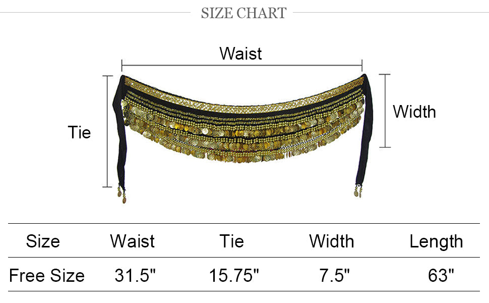 338 Coin Belly Dance Waist Chain Hip Scarf