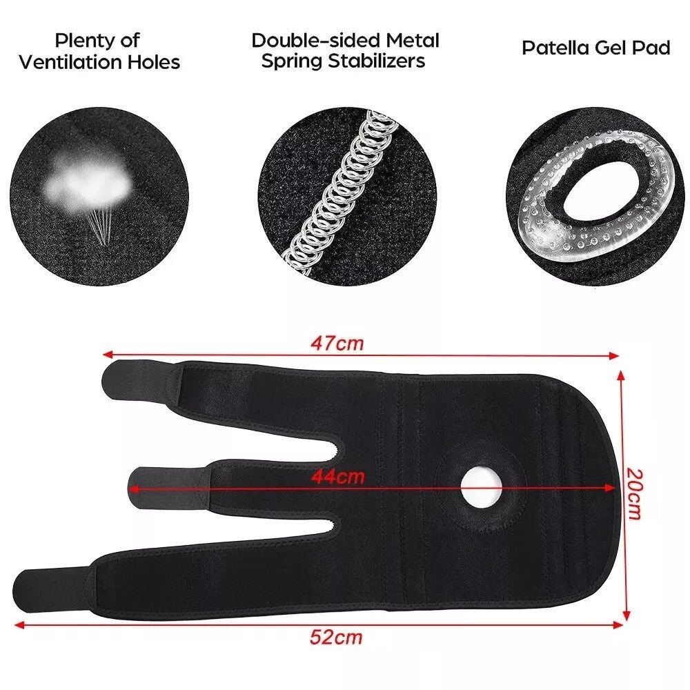 1pc Knee Support with Open-Patella Design for Joint Pain, Sports, Injury Rehabilitation, Adjustable Knee Brace for Men Woman with 3 Straps, for Most Knee Circumference
