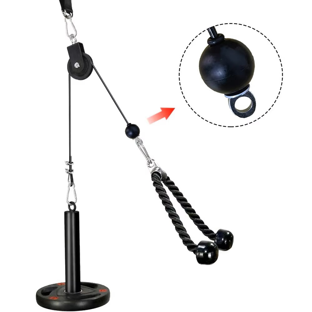 Heavy-Duty Black Steel Cable for Fitness Pulley System - Replacement Gym Wire Rope with Metal Connectors