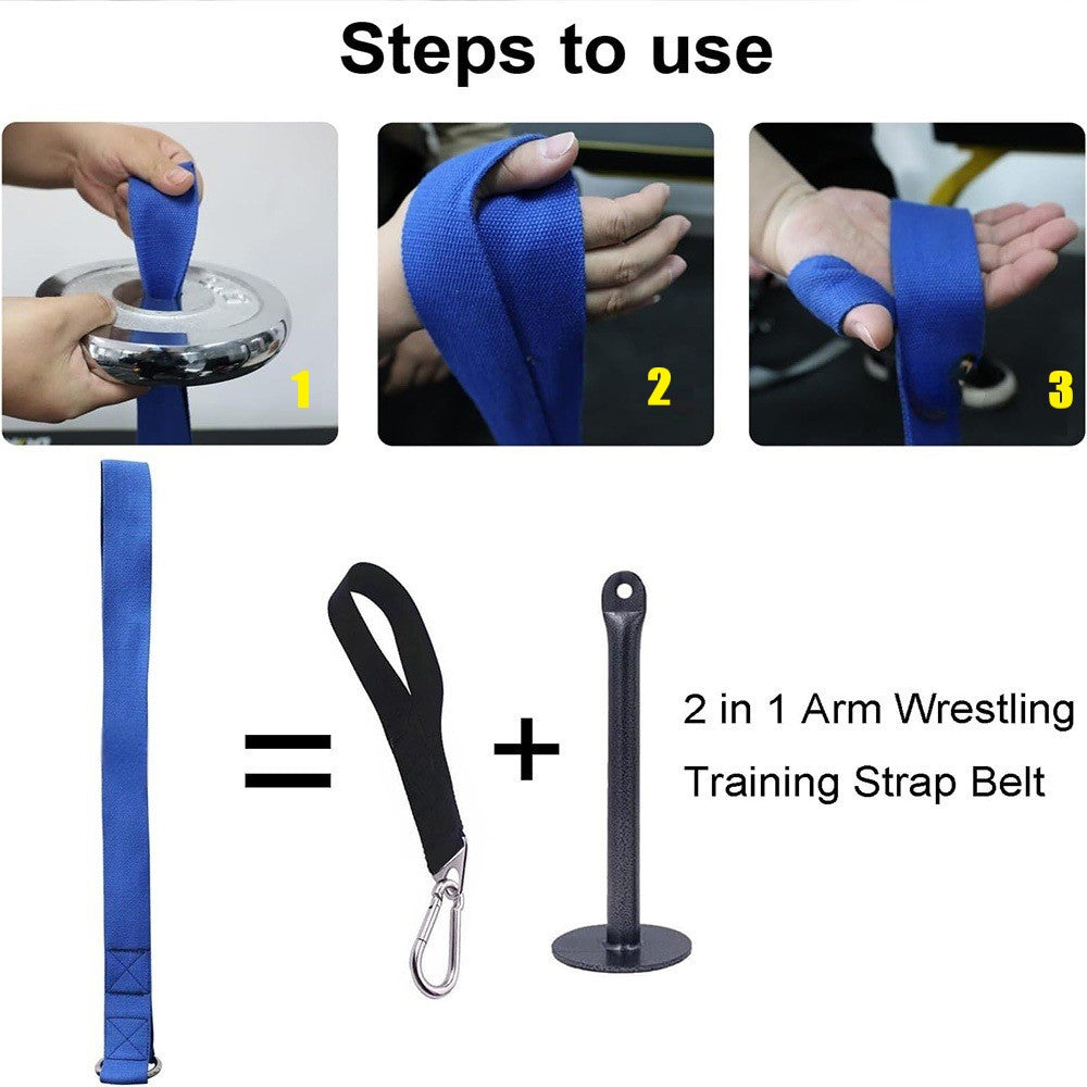 Arm wrestling training belt suitable for wrist forearm and bicep exercises compatible
