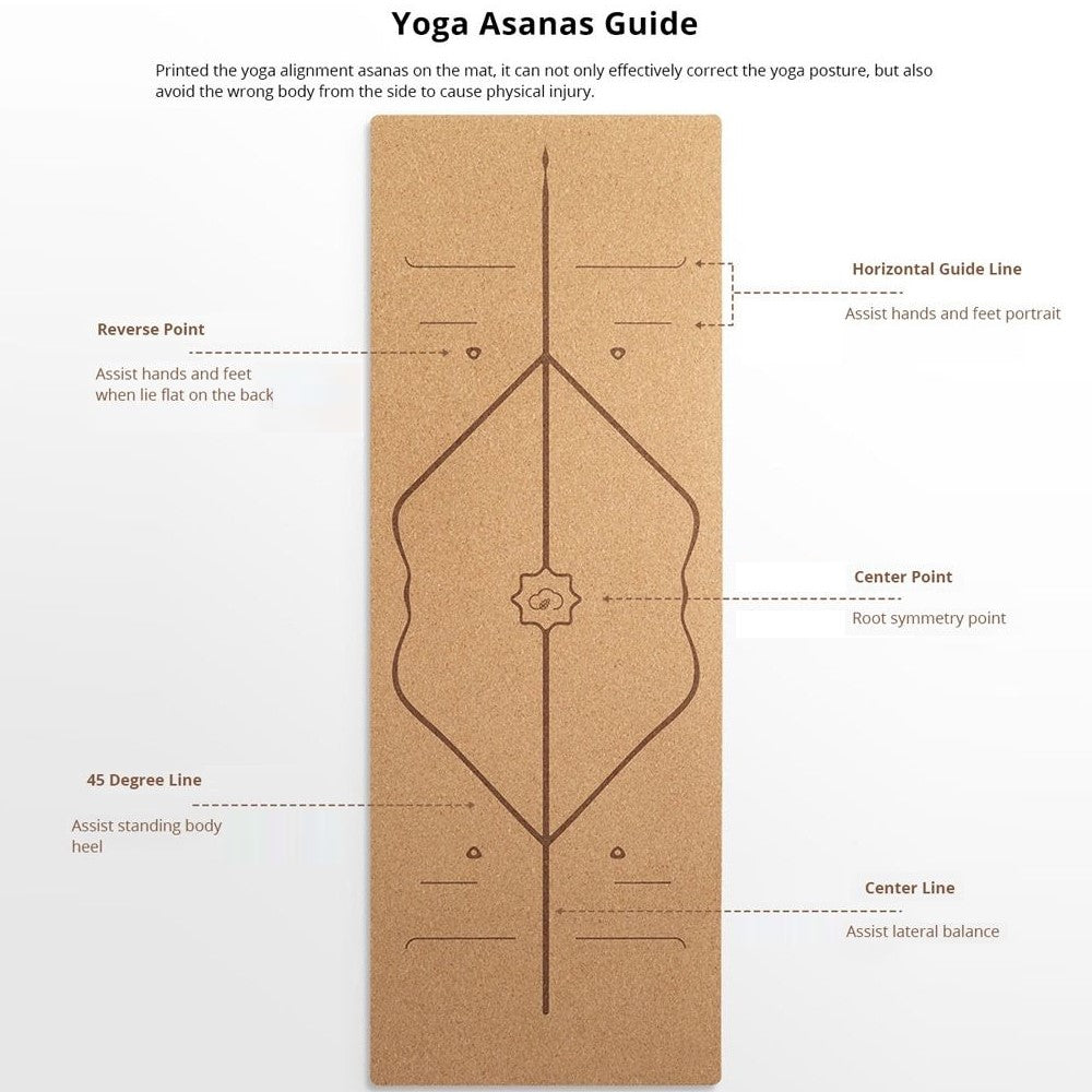 Cork + Non-Slip TPE Based Yoga Mat/ Outdoor Sports/Fitness/ Pilates, Workout with Carrying Bag