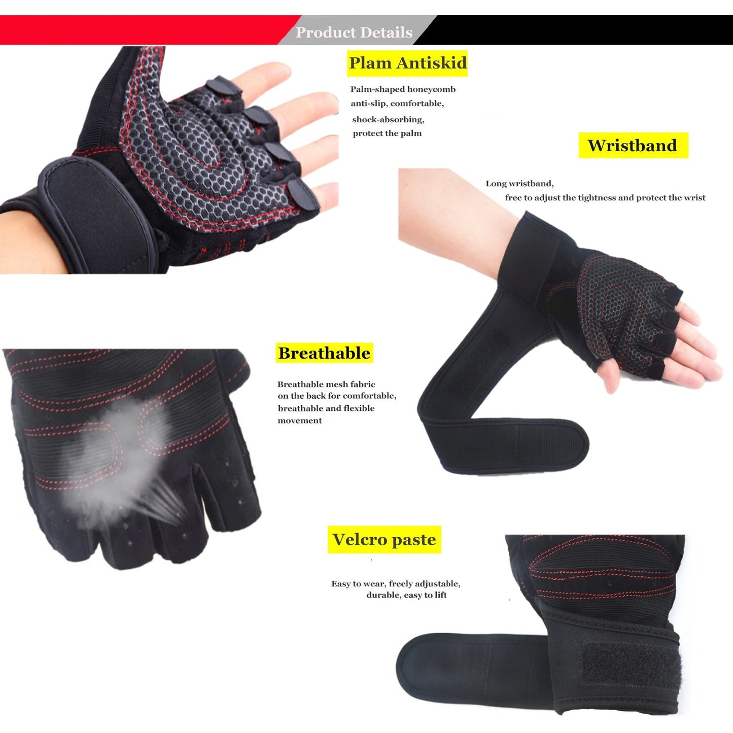 Weightlifting Hand Gloves/Sports Gloves with Wrist Wraps