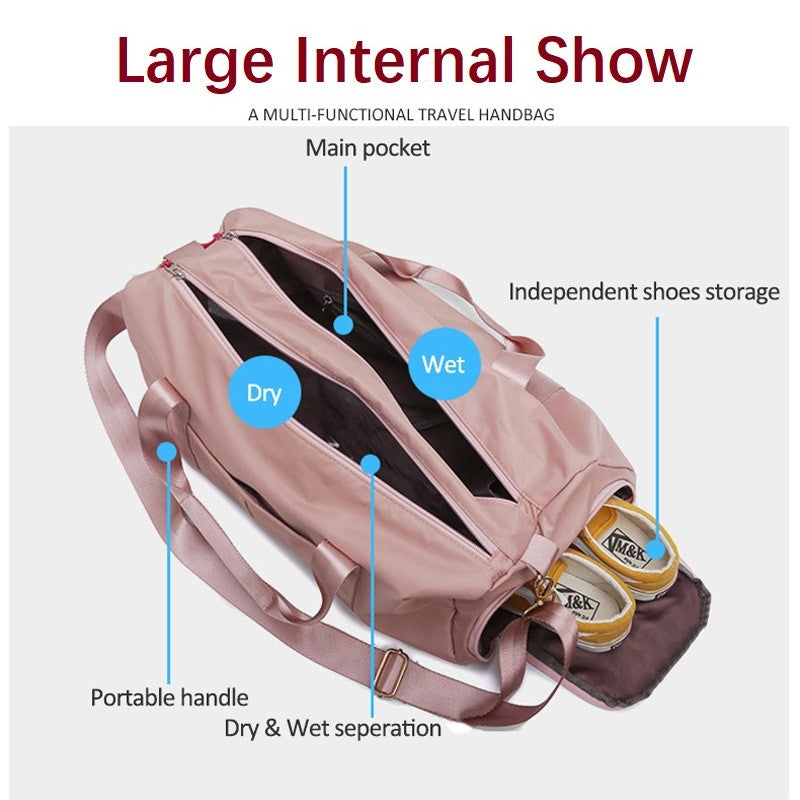 Unisex Duffel Bag with Wet Dry Separation & Shoes Compartment/ Gym Bag/ Fitness Bag/ Yoga Bag/Travel Bag