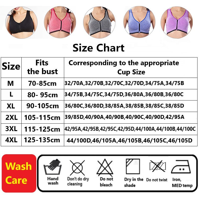 Women Padded Zipper Sports Bra/Fitness Yoga Bra