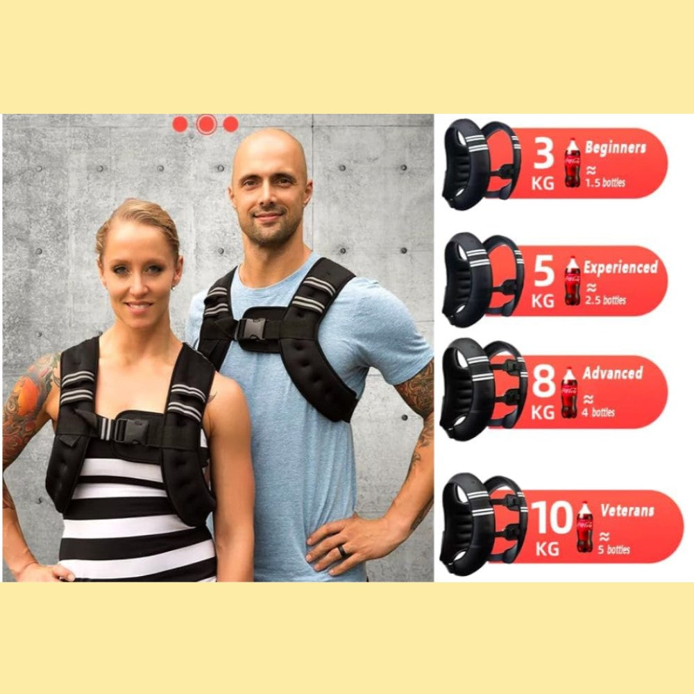 Weighted Vest with Two Adjustment Straps for Workout, Strength Training, Running, Fitness, Muscle Building, Weight Loss