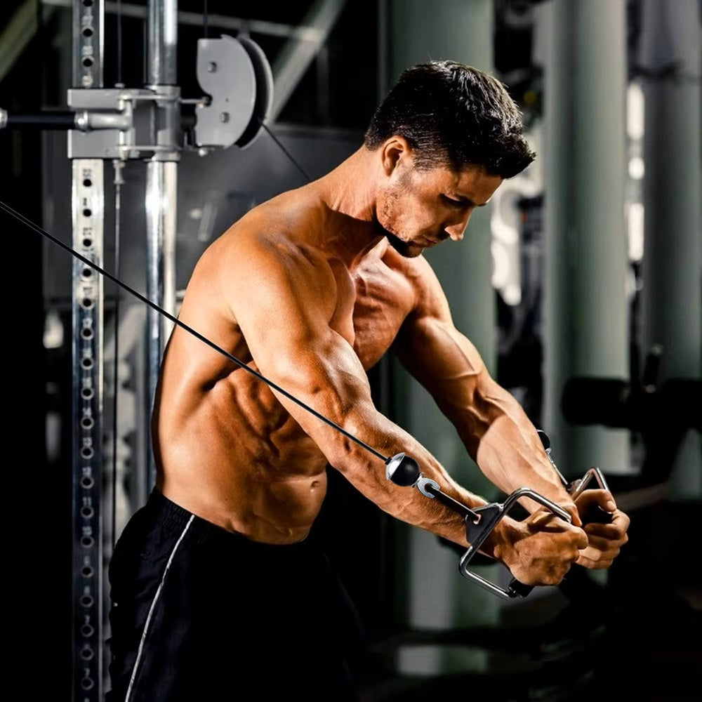 Heavy-Duty Black Steel Cable for Fitness Pulley System - Replacement Gym Wire Rope with Metal Connectors