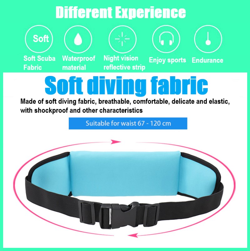 Running Belt Waist Bag with Hidden Water Bottle Holder, Men/Women Waist Pack with Bounce Free Technology, Reflective Strips fits Large Phone for Running, Hiking, Cycling