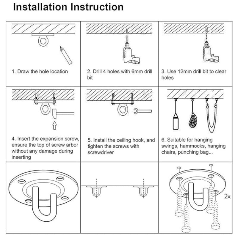 Heavy Duty Ceiling Hooks Set/Swing Hangers Hammock Hanging Chair Sandbag Swing Gymnastics Rings Hooks