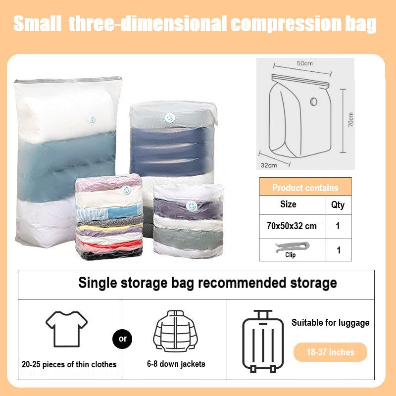 Three dimensional Vacuum Compression Storage Bag / Clothes/ Quilt Storage Bag Organizer /Save Space Home Organization/Quick Air Seal Vacuum Storage Bag/No Pump Needed Travel Space Saver Compressed Seal Bag(First Place)